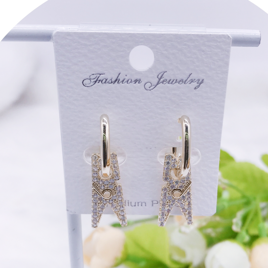 C.Z Rhodium Plated Crystal Earring