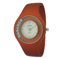 Solid Color Matte Finish Cuff Watch with Loosing Stones in Dial