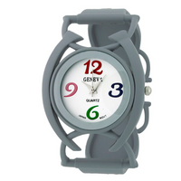 ROUND FACE COLORFUL NUMBERS LADY MATTE FINISH BAND WATCH