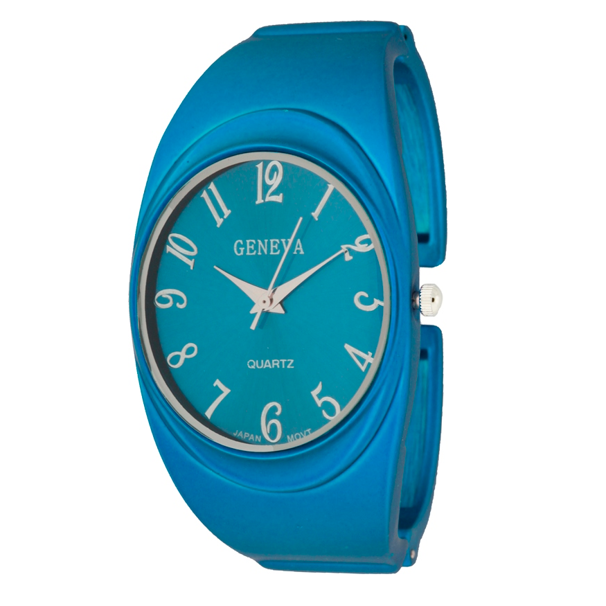 MATTE FINISH BAND. OVAL FACE WITH NUMBER LADY CUFF WATCH