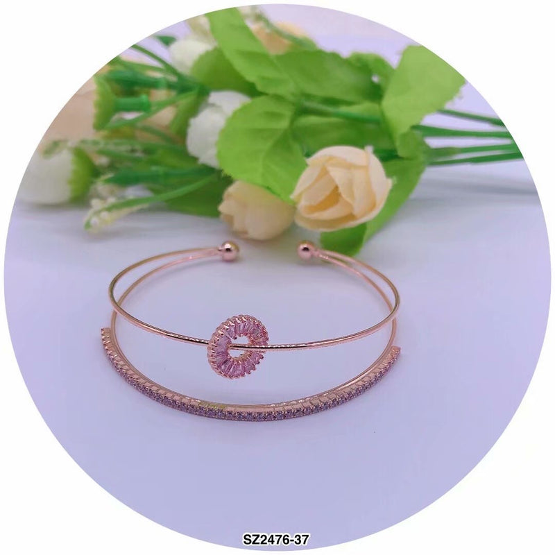 Two Layers "Circle" C.Z Crystal Cuff Bracelet