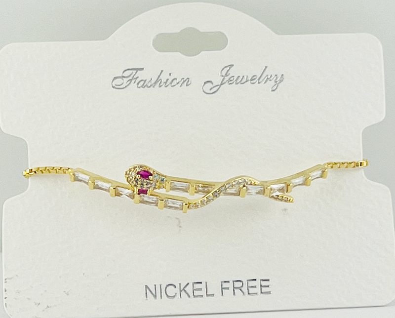 "Snake" C.Z Crystal Adjustable Bracelet