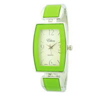 Tonneau Face Arabic & Stick Cuff Watch With Solid Color.
