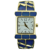 MULTI ENAMEL BANGLE CUFF WATCH(Gold Face）