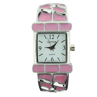 MULTI ENAMEL BANGLE CUFF WATCH(Silver Face)