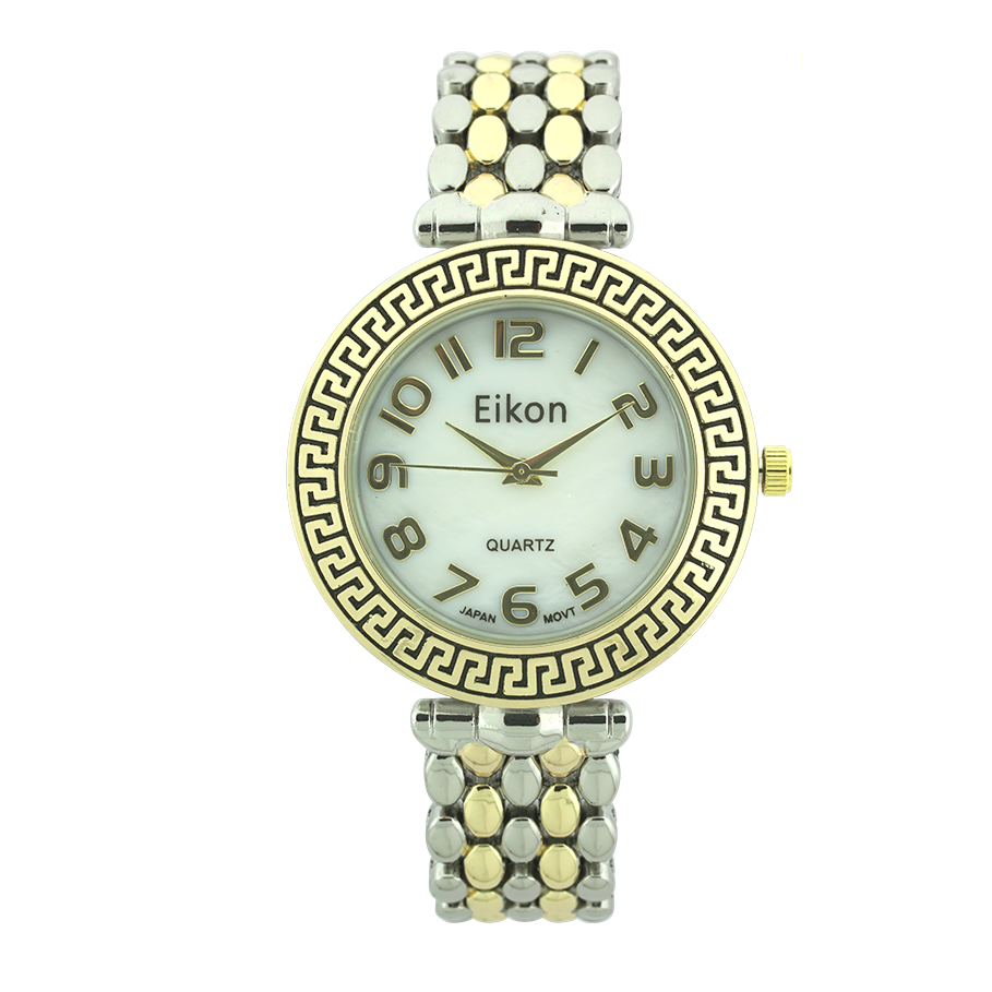 Round Face Maze Pattern, Mother Of Pearl Inner Dial Link Watch.