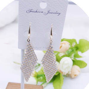 C.Z Rhodium Plated Crystal  Pendant Earring