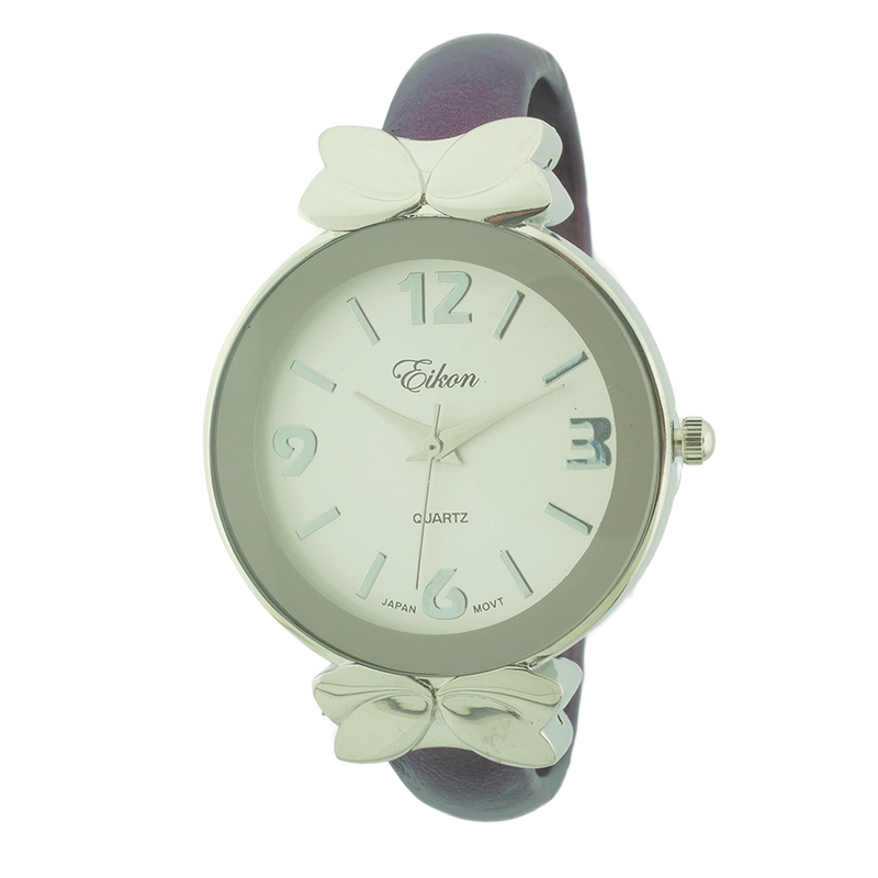 Round Face Arabic & Stick Bow Tie Cuff Watch.