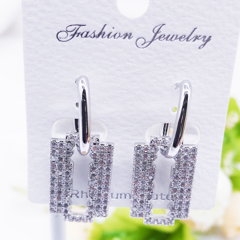 C.Z Rhodium Plated Crystal Earring
