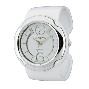 CANDY COLORFUL SHINING BAND BIG ROUND FACE FASHION CUFF WATCH