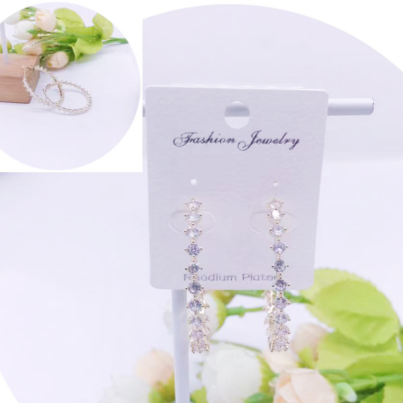 C.Z Rhodium Plated Crystal Earring