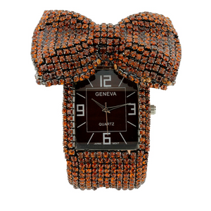 FULL STONES BIG BOW TIE BANGLE WATCH