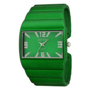 RECTANGLE FACE CUFF LADY WATCH. WAVE BAND MATTE FINISH.