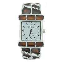 MULTI ENAMEL BANGLE CUFF WATCH(Silver Face)