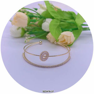 Two Layers "Circle" C.Z Crystal Cuff Bracelet