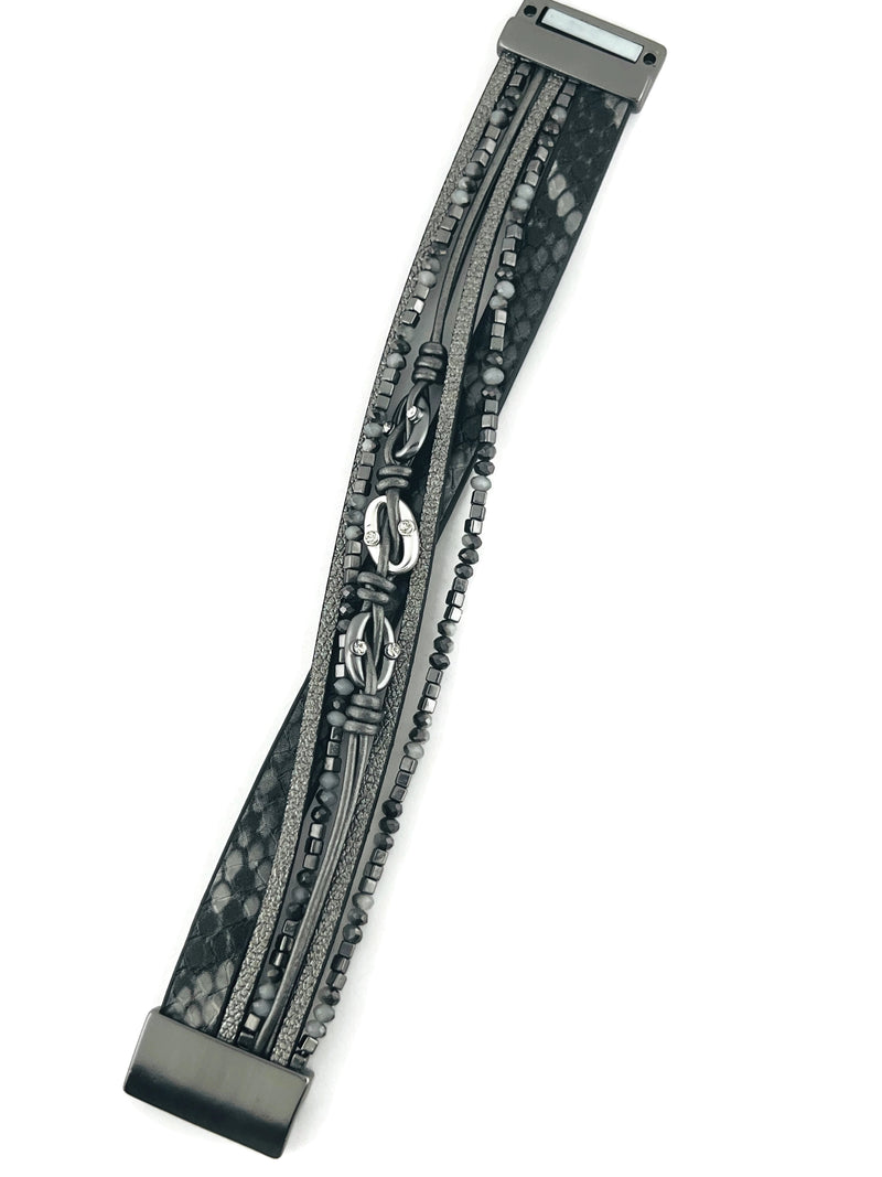 Genuine leather magnetic bracelet