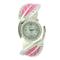 FANCY LEAF LADY BANGLE WATCH WITH STONES