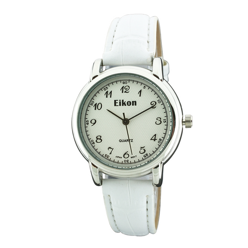 Medium Round Face Strap Watch(Silver)