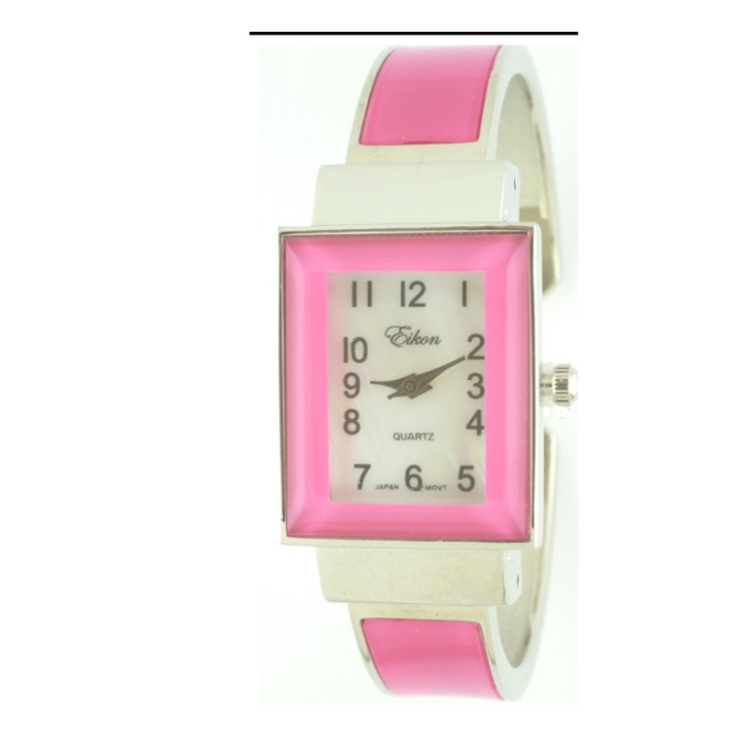 RECTANGLE GLOSSY COAT CUFF WATCH(Silver face)