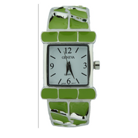 MULTI ENAMEL BANGLE CUFF WATCH(Silver Face)