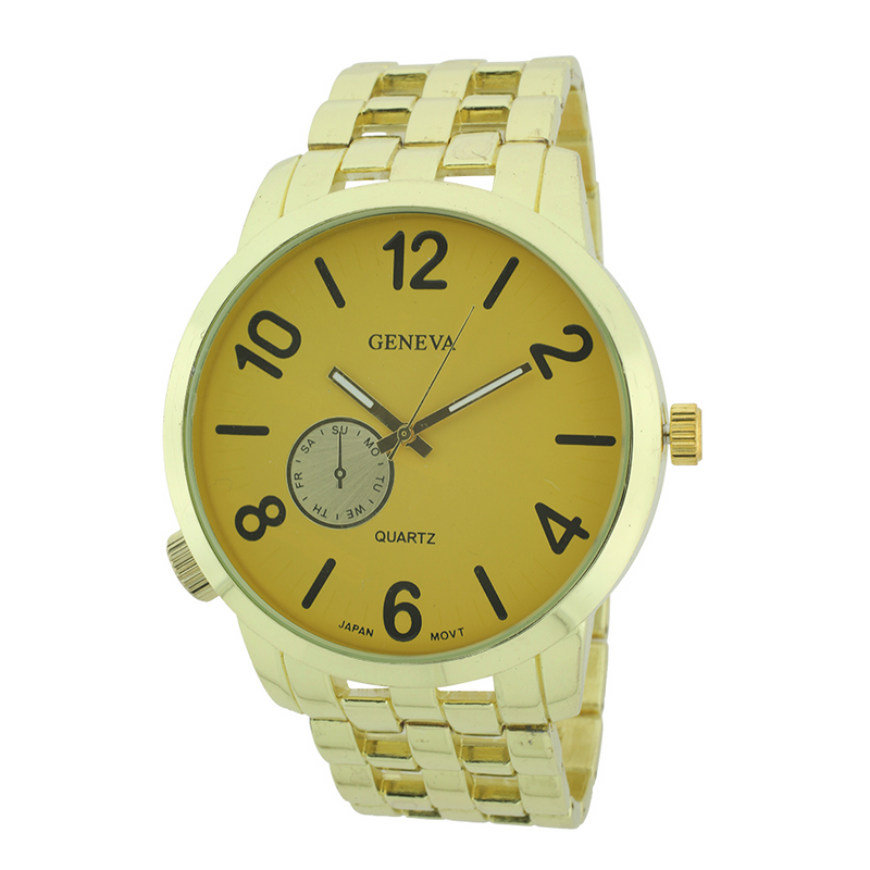 Big Round Face, Sport Men Link Watch（GOLD）