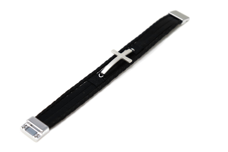 Leather matte finish cross Magnetic Clasp Bracelet