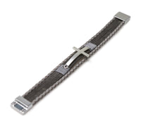 Leather matte finish cross Magnetic Clasp Bracelet