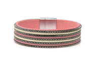 Leather Narrow Fashion Bracelet Magnetic Clasp