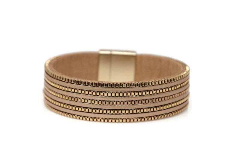 Leather Narrow Fashion Bracelet Magnetic Clasp