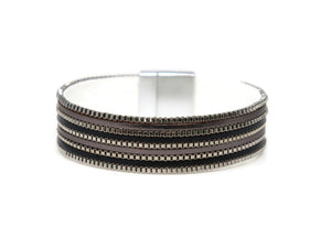 Leather Narrow Fashion Bracelet Magnetic Clasp