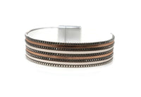 Leather Narrow Fashion Bracelet Magnetic Clasp