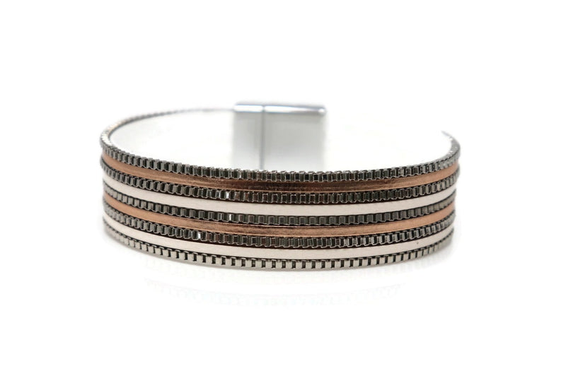 Leather Narrow Fashion Bracelet Magnetic Clasp