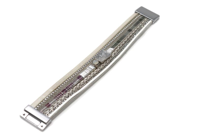 Crystal Leather Fashion Bracelet Magnetic Clasp