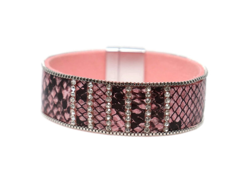 Fashion leather snake skin print bracelets with Magnetic clasp