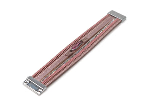 Multiple Layers Crystal Strap Leather Necklace Magnetic Clasp