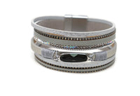 Multiple Layers Crystal Strap Leather Necklace Magnetic Clasp