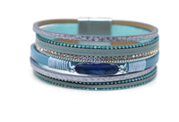 Multiple Layers Crystal Strap Leather Necklace Magnetic Clasp
