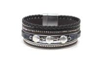 Crystal Strap Leather Fashion Bracelet Magnetic Clasp