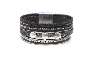 Crystal Strap Leather Fashion Bracelet Magnetic Clasp