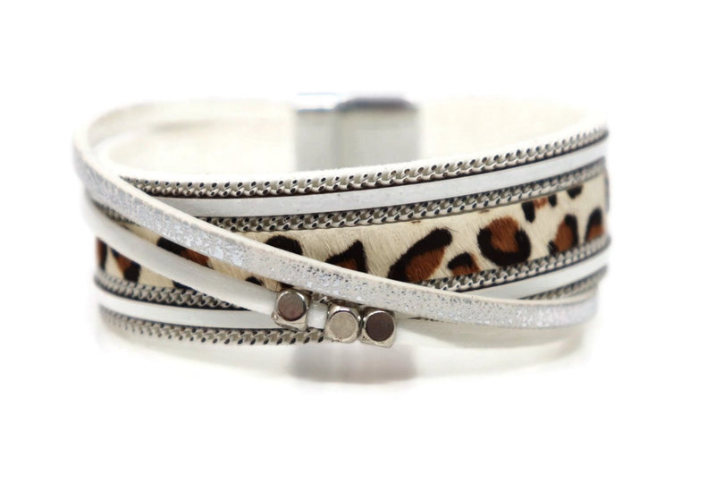 Animal Print Style Twist Knot Leather Magnetic Clasp Bracelet