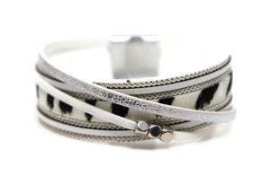 Animal Print Style Twist Knot Leather Magnetic Clasp Bracelet