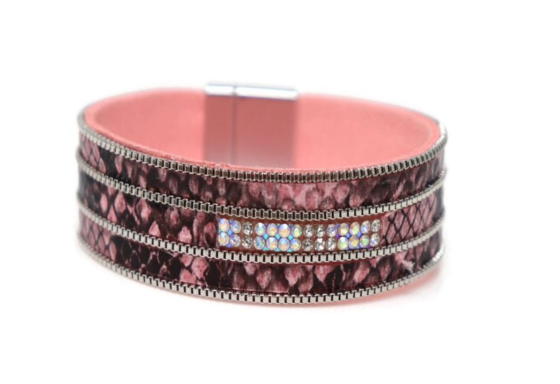 Crystal Leather Fashion Necklace Magnetic Clasp