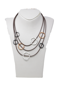 Genuine Leather Rope with Circle Design short Necklace