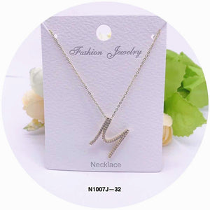 Letter M Design Crystal Necklace