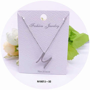 Letter M Design Crystal Necklace