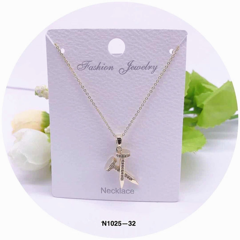 Two Nails Design Crystal Pendant Necklace