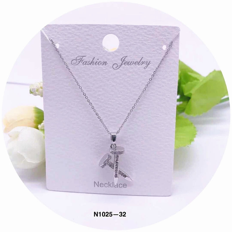 Two Nails Design Crystal Pendant Necklace