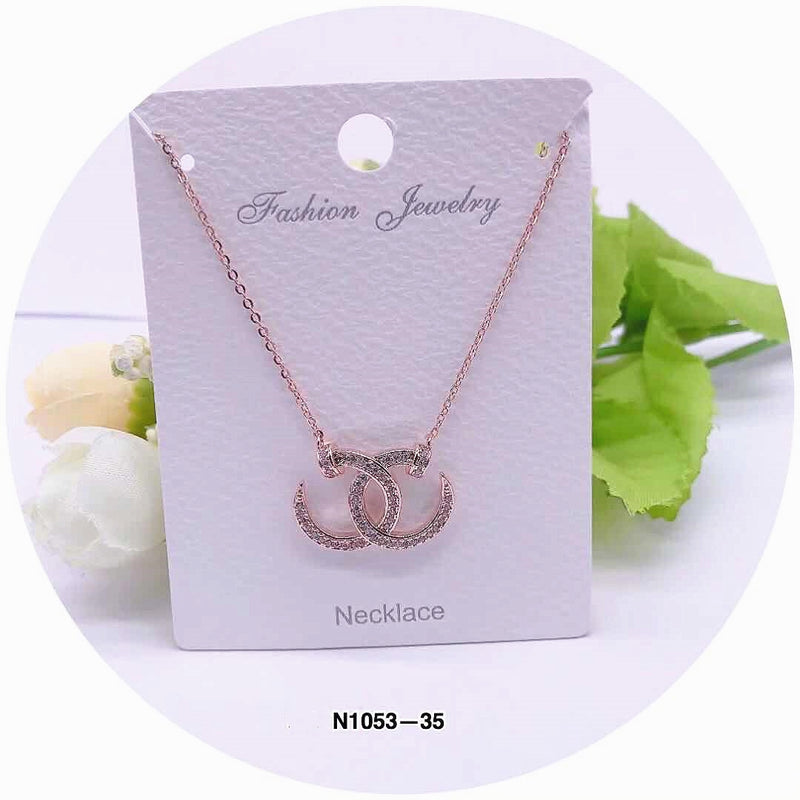 Double "C" Design Crystal Pendant Necklace