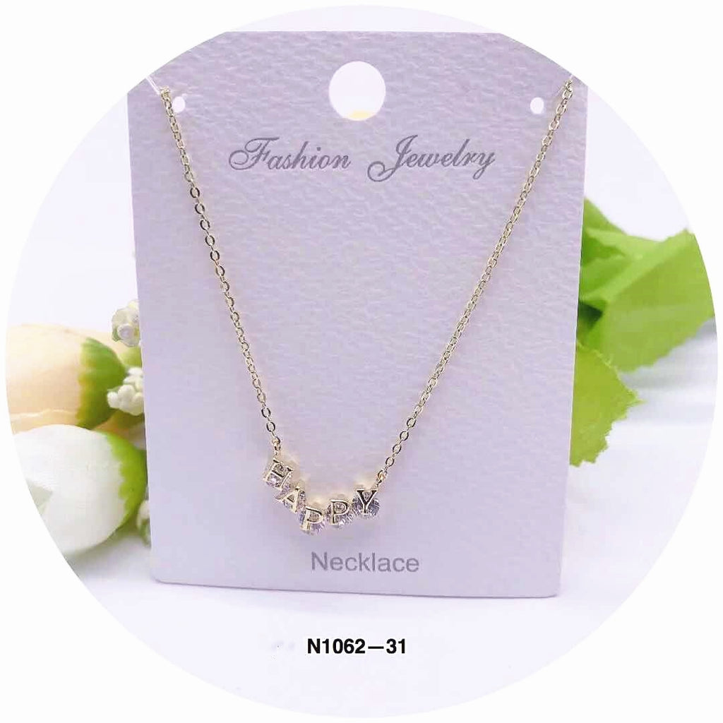 "HAPPY" Crystal Pendant Necklace