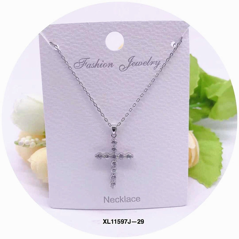 Cross Design Crystal Pendant Necklace